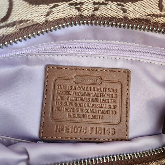 Coach F15146 Canvas/Leather Caramel/Lavender Hand/Shoulder‎ Bag Purse Pre-owned - Picture 4 of 12